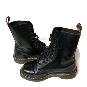 Leather Doc Martens Black Combat Steampunk Boots